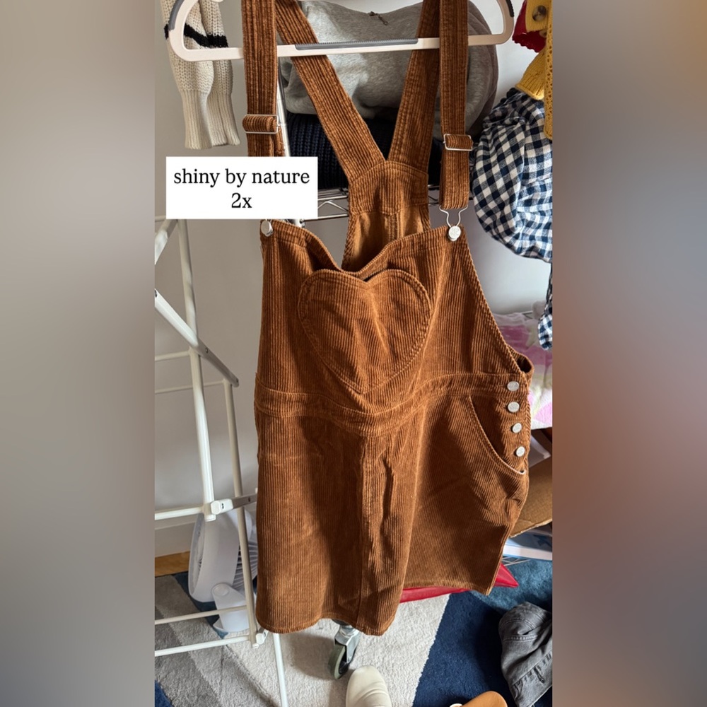 Brown Corduroy Overalls with Heart Detail
